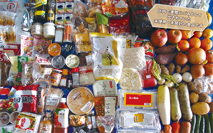 区内で実際にごみとして出されていた未使用・未開封の食品の写真