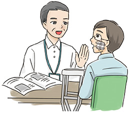 犯罪被害者等相談窓口で相談する様子のイラスト