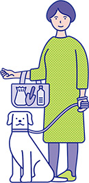 犬の散歩マナーを示すイラスト