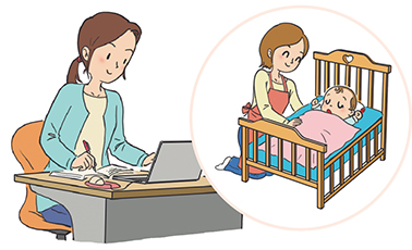 子どもの一時預かりができるワークスペースのイラスト