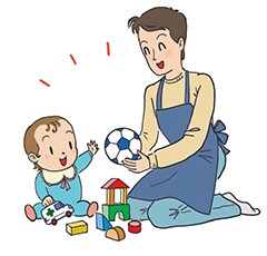 子どもの一時預かりの様子のイラスト