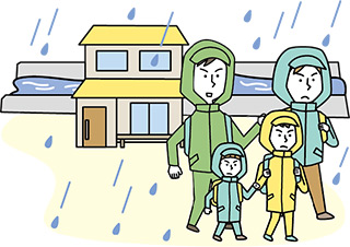 避難先へ移動する様子のイラスト