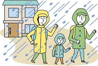 避難する様子のイラスト