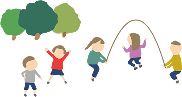子どもたちが遊ぶ様子のイラスト