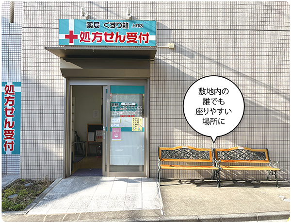 ベンチの設置実施例の写真