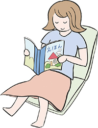 絵本を読む大人のイラスト