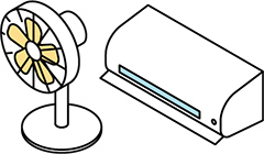 冷房と扇風機のイラスト