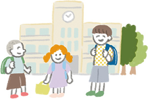 学校に通う子どものイラスト