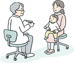医師に相談する親子のイラスト