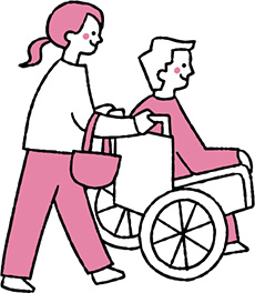 車椅子を押すイラスト