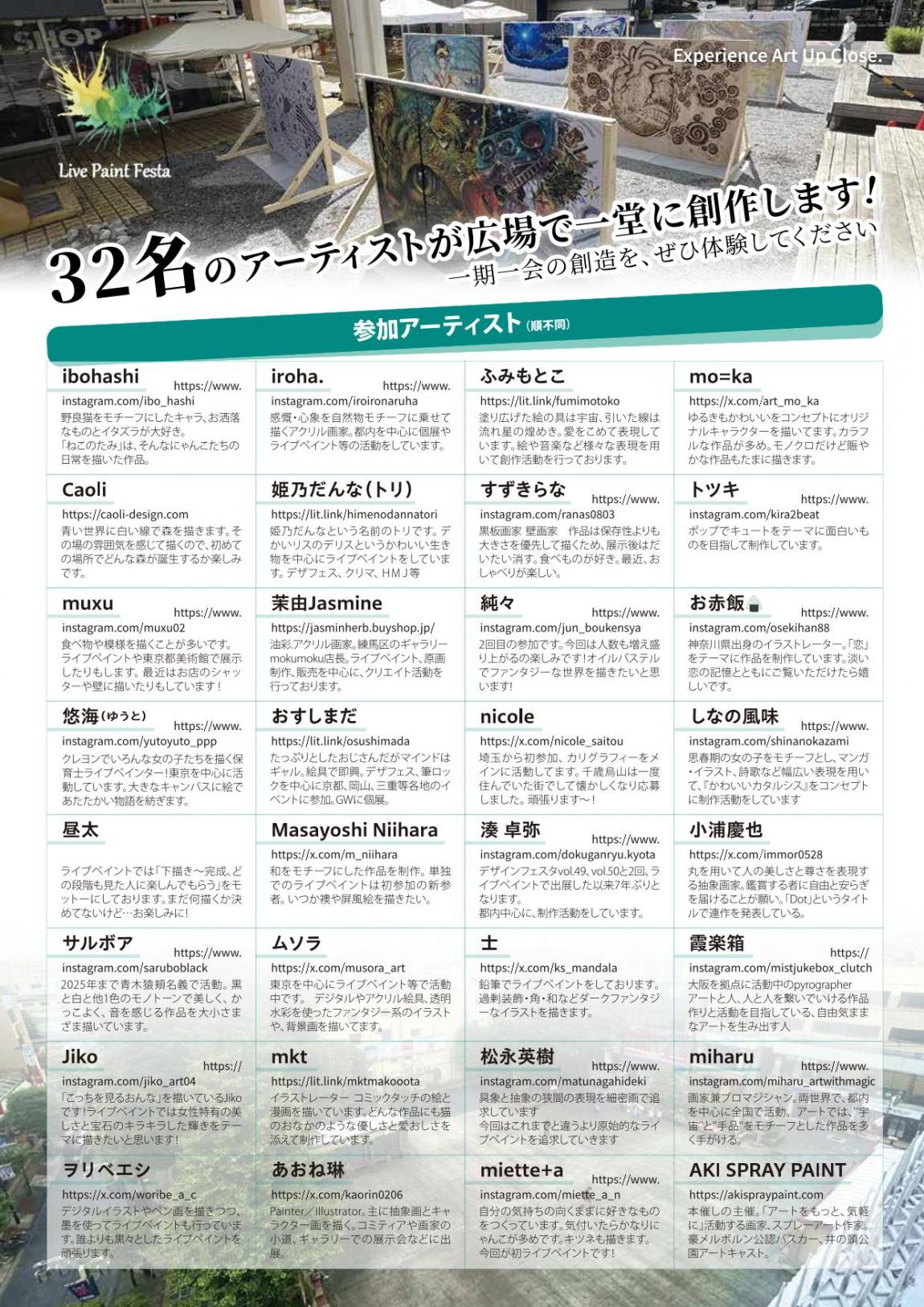 ライブペイントフェスタ チラシ 裏面