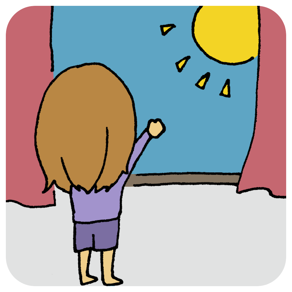 朝日をあびる女性