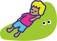 休息する子どものイラスト