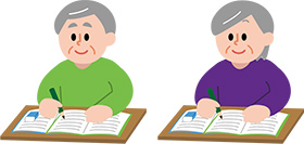 受講する高齢者のイラスト