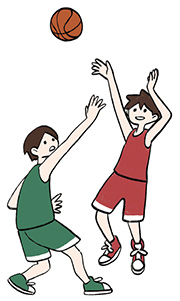 バスケットボールをする様子のイラスト