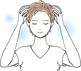 ウィッグを着ける女性のイラスト