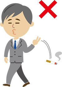 たばこをポイ捨てする人のイラスト