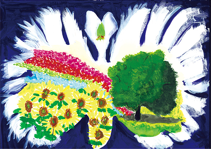 世田谷区ポスターイラスト賞に選ばれた作品(橋本衣都さん 小学5年生)