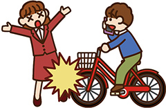 自転車の「ながらスマホ」で事故を起こす様子のイラスト