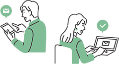 スマホやパソコンを操作する様子のイラスト