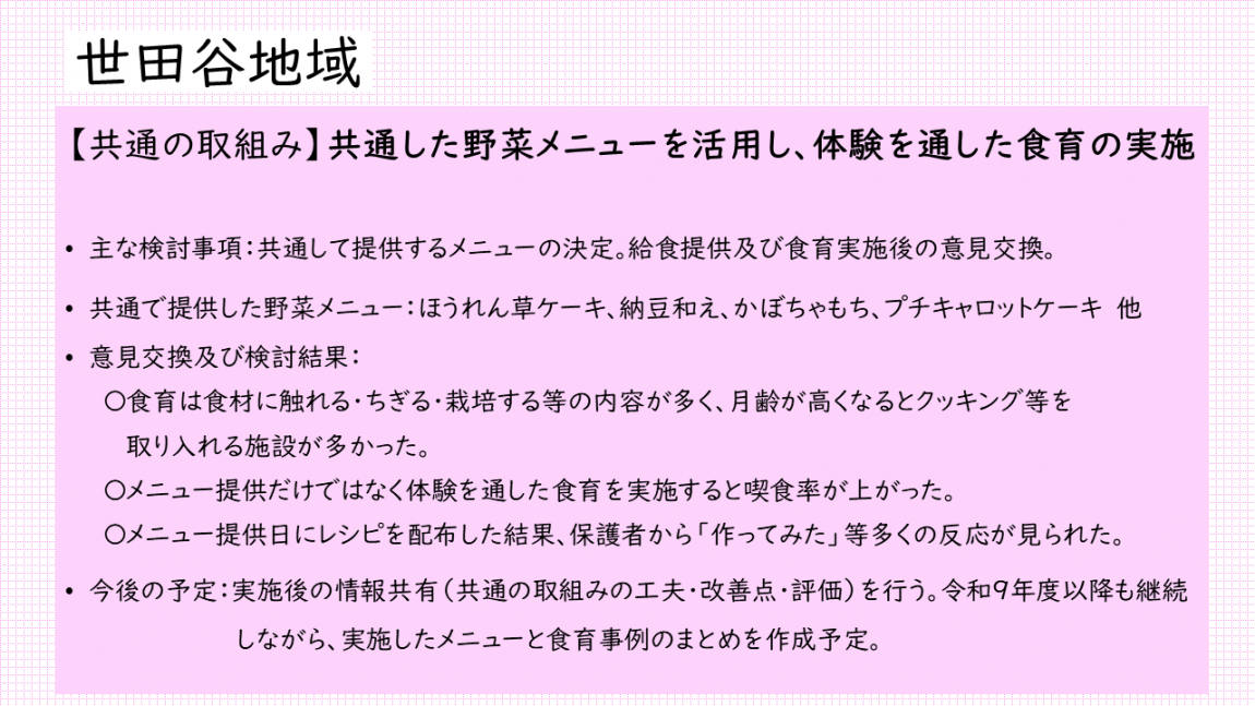 令和7年度 共通した野菜メニューを活用し、体験を通した食育の実施