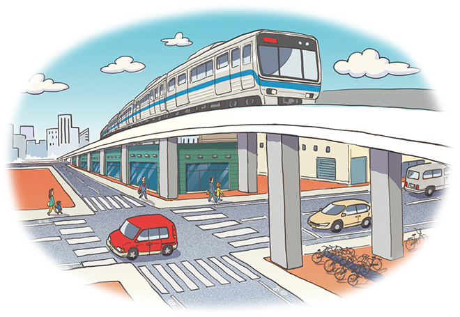 街づくりと連携した道づくりのイメージイラスト