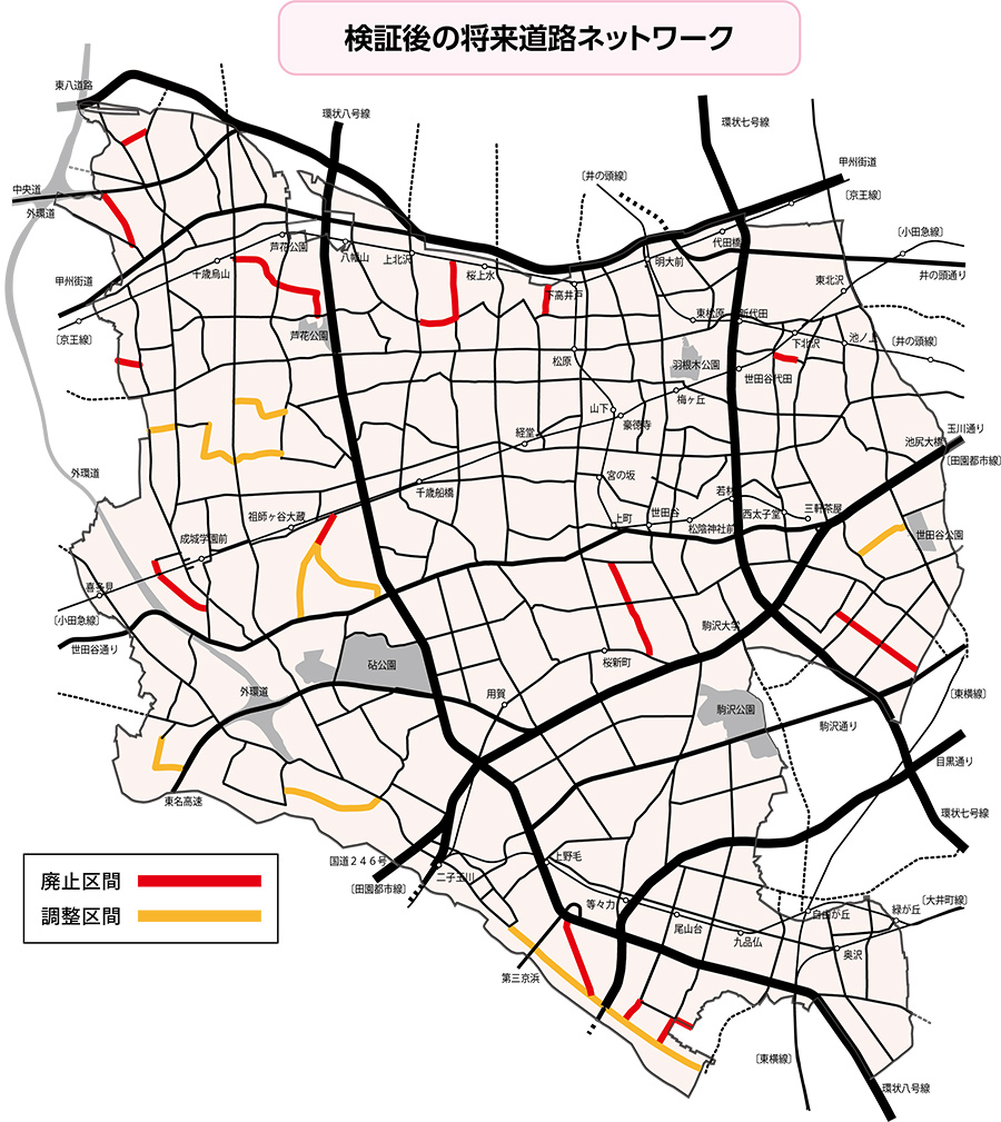 検証後の将来道路ネットワークを示す地図