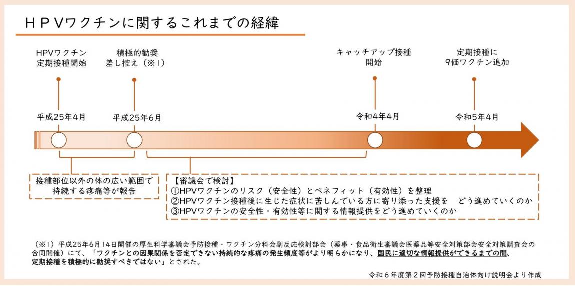 HPVワクチンのこれまでの経緯を示した図