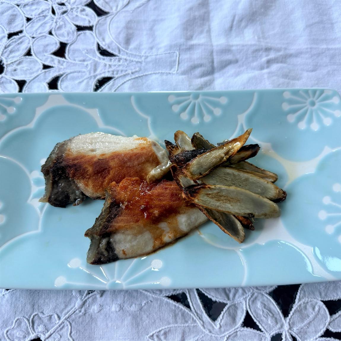 青魚とごぼうのやさしい香味焼き