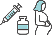 妊婦とワクチンのイラスト