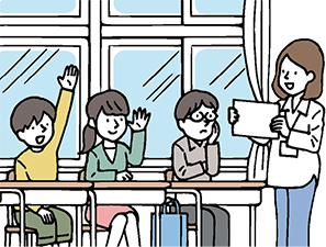 小学校の生徒と教師のイラスト