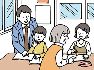地域の人が学習をサポートするイラスト