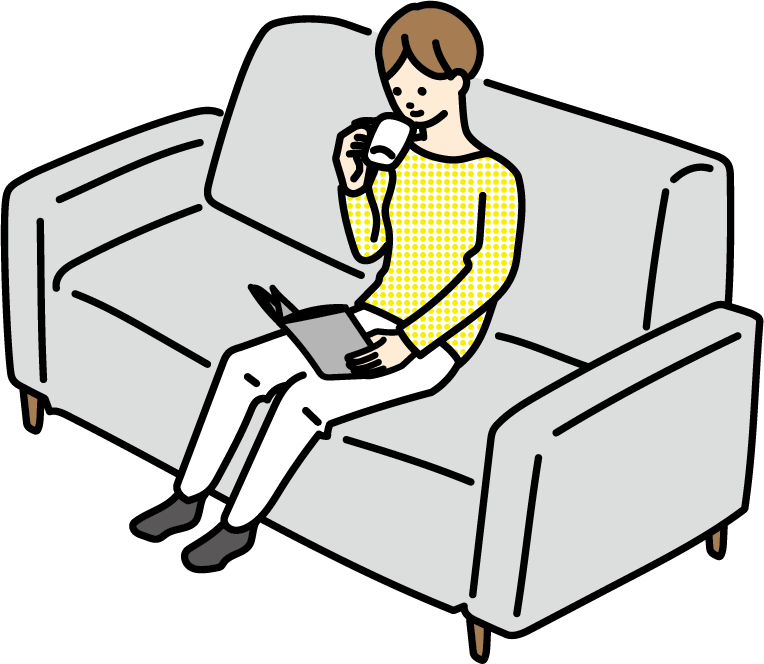 ソファーに腰掛けている人のイラスト