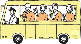 シルバーバスに乗るシニアのイメージイラスト