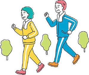 ジョギングをするシニアのイラスト