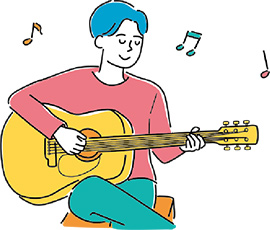 ギターを弾く若者のイラスト