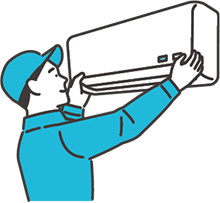 エアコンを取り付ける様子のイラスト