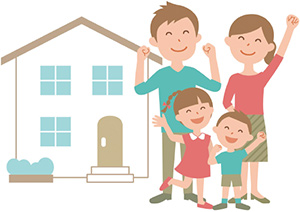 家と家族のイラスト