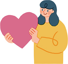 ハートを持つ女性のイラスト
