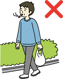歩きたばこをする男性のイラスト