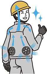 ファン付き作業服の着用イメージのイラスト