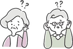 きこえに関する悩みを持つ高齢者のイラスト