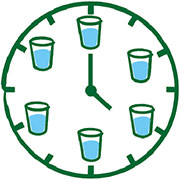 1日コップ6杯の水分補給をイメージしたイラスト