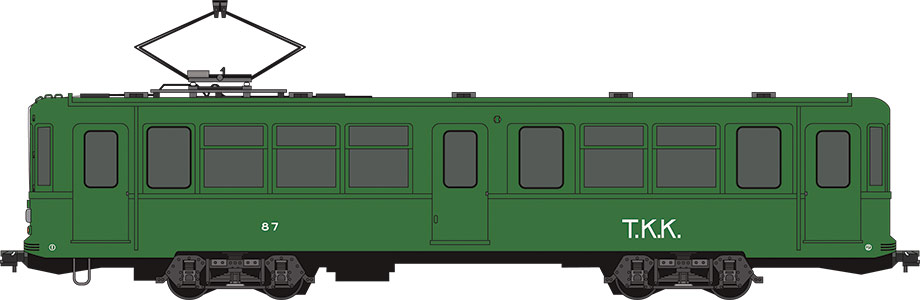 車両の保存を開始した当時の世田谷線の車体色のイラスト