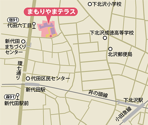 まもりやまテラスの地図