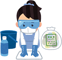 消毒作業をする様子のイラスト