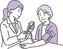 血圧を測る医師と高齢者のイラスト