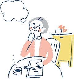 エンディングノートをまとめる高齢者のイラスト