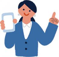 スマートフォン操作の説明をする女性のイラスト