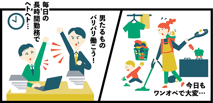 性別による役割分担のイメージイラスト
